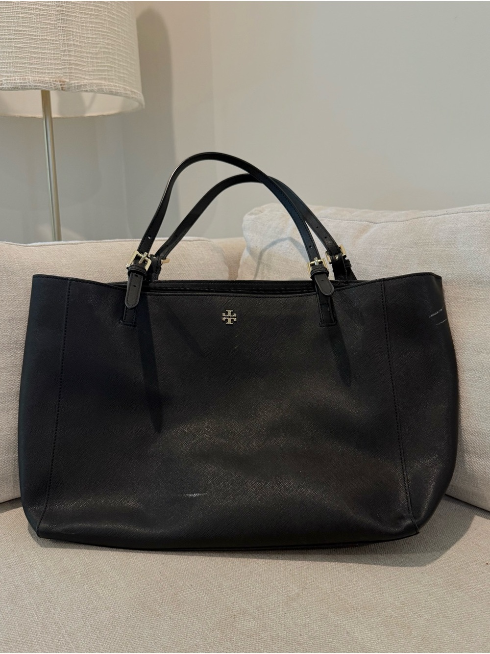 Tory Burch Black Leather Tote Bag